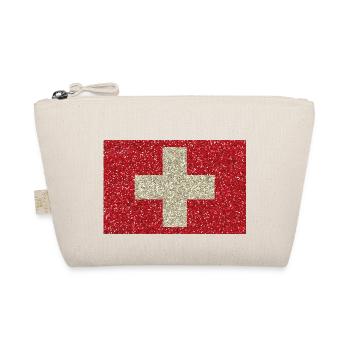 Schweizerfahne Glitzer Heimat Tradition Flagge - Bio-Täschchen - Natur - Vorne