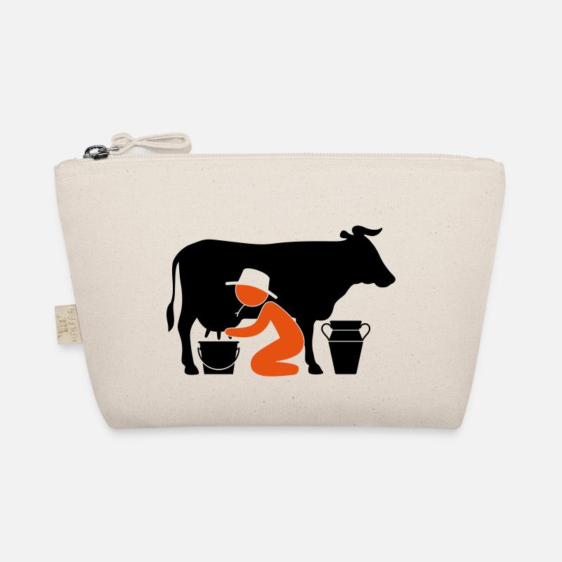 Bauer beim Melken einer Kuh Bio-Täschchen