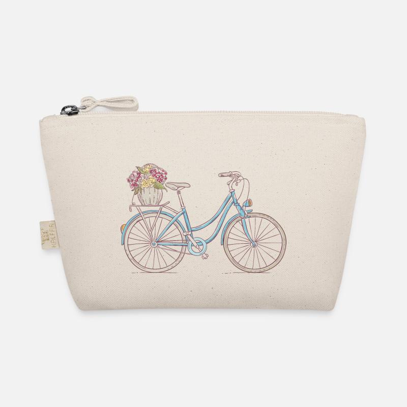 Vintage Bicycle Ladies avec panier de fleurs Trousse biologique
