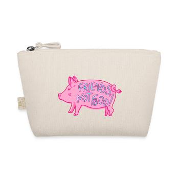 Süßes Schwein Spruch Friends not food Vegan - Bio-Täschchen - Natur - Vorne