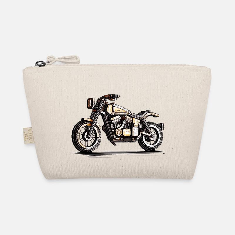 Motorrad als Oldtimer Zweirad in 16-Bit - Bio-Täschchen - Natur