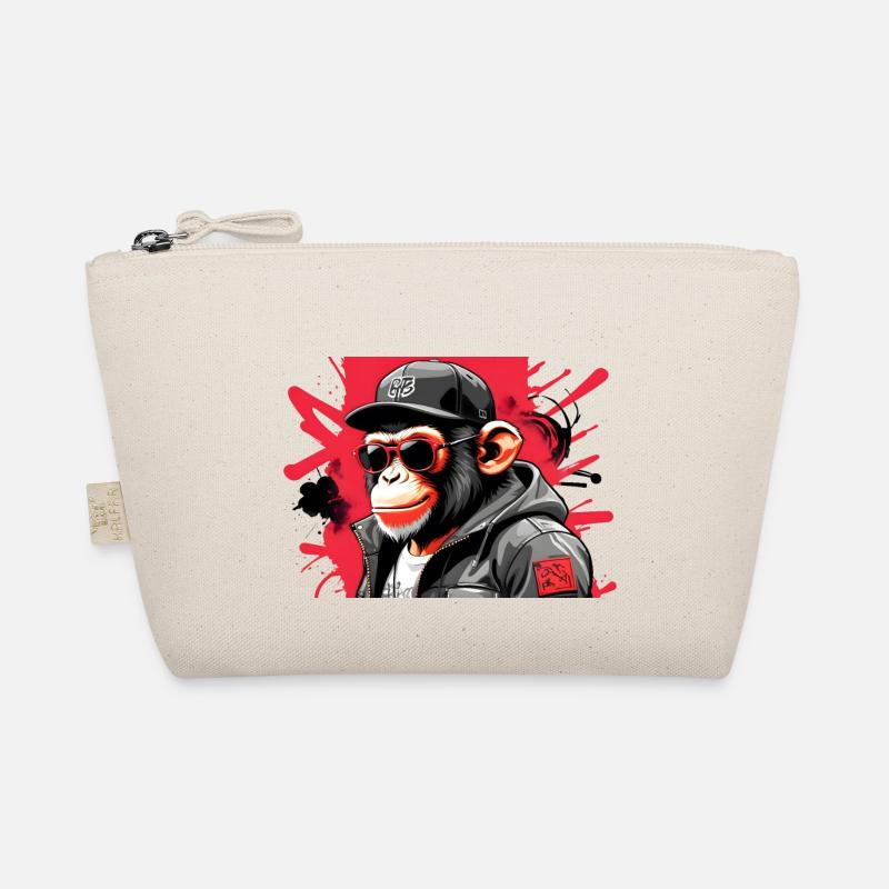 Cool monkey with sunglasses and cap Organic Pouch