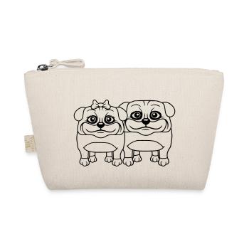 2 chiens Carlin Homme Femme Couple Deux Amoureux Amour - Trousse biologique - nature - Devant
