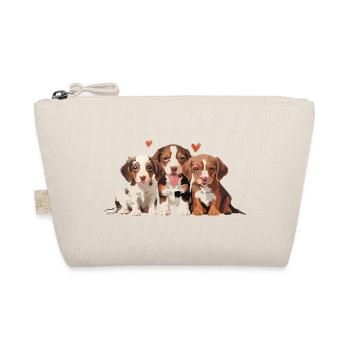 Puppies - 3 small dogs with hearts - Organic Pouch - nature - Front