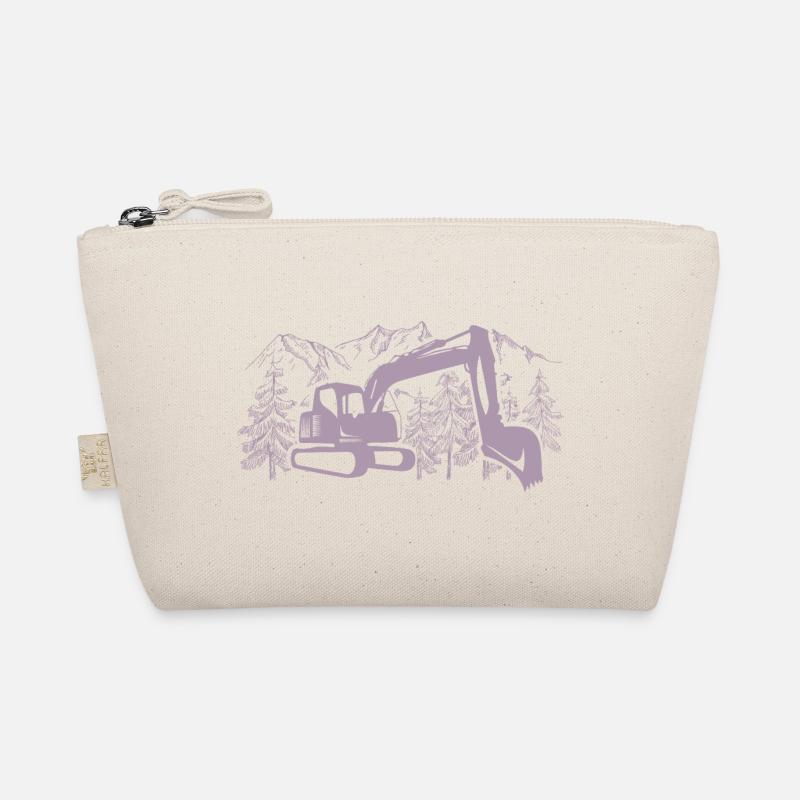 Excavator Silhouette Construction Equipment Operator Work Organic Pouch