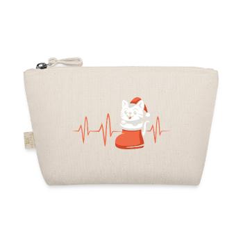 Christmas cat in heartbeat design - Organic Pouch - nature - Front