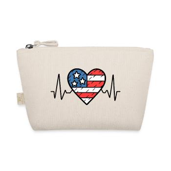 USA Heartbeat Line Amerikanische Flagge Love Design - Bio-Täschchen - Natur - Vorne