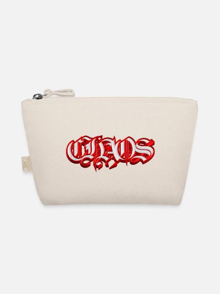 CHAOS – Gothic Fraktur 3D Typography - Organic Pouch - nature - Front