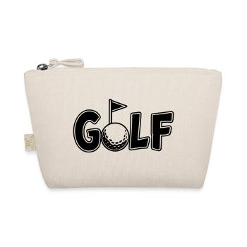Golf Schriftzug mit Golfball und Golf Flag - Bio-Täschchen - Natur - Vorne