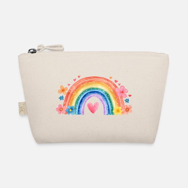 Regenbogen Einschulung – Süßes Mädchen Design - Bio-Täschchen - Natur