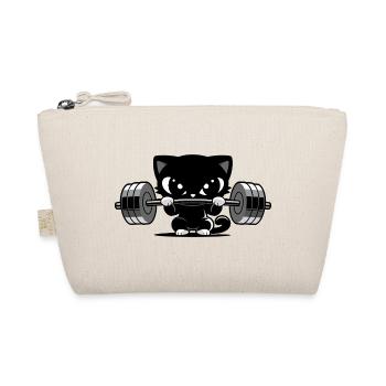 Fitness Cat with Dumbbell | Cute Gym Motif - Organic Pouch - nature - Front