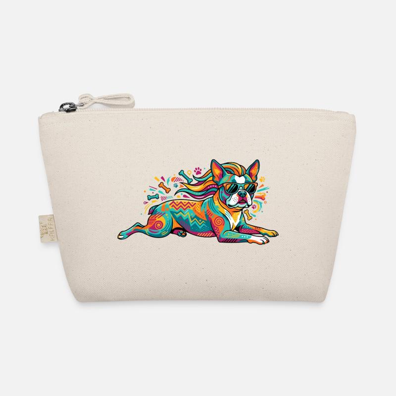Colorful Dog Pop Art Pattern and Cool Sunglasses Organic Pouch