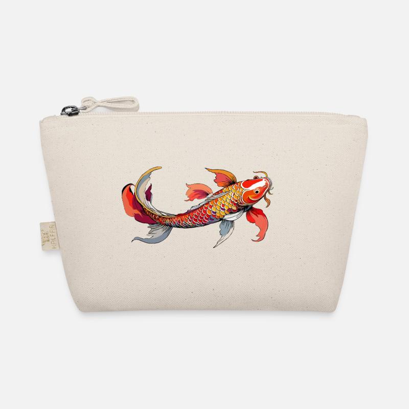 Regenbogen-Koi auf Schwarz Bio-Täschchen