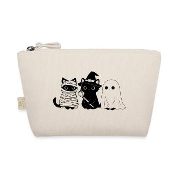 Funny Black Cats Halloween Mummy Witch Ghost - Organic Pouch - nature - Front