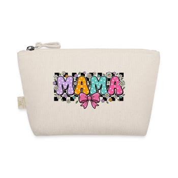 Vintage MAMA Polka Dot und großer rosa Schleifen-Chic - Bio-Täschchen - Natur - Vorne