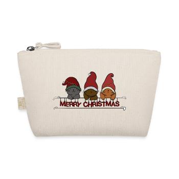 Kuschelkatz Trio Weihnachtsmützen - Bio-Täschchen - Natur - Vorne