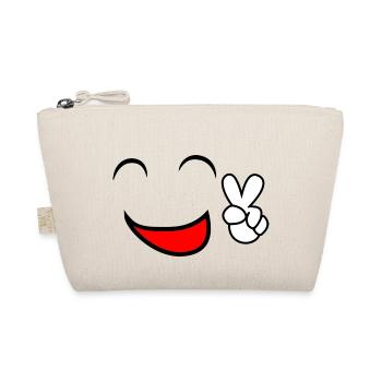 Comic Lachen Smiley Gesicht Peace Smile Geschenk - Bio-Täschchen - Natur - Vorne