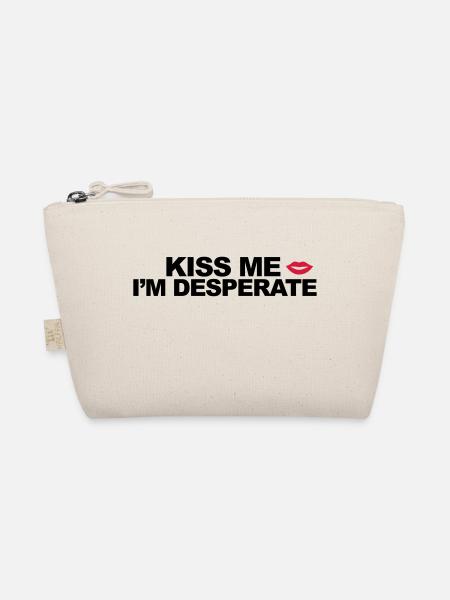 Kiss Me I'm Desperate - Organic Pouch - nature - Front