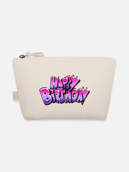 Graffiti Happy Birthday - Bio-Täschchen - Natur