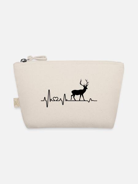 Herzschlag Hirsch EKG Rothirsch - Bio-Täschchen - Natur - Vorne