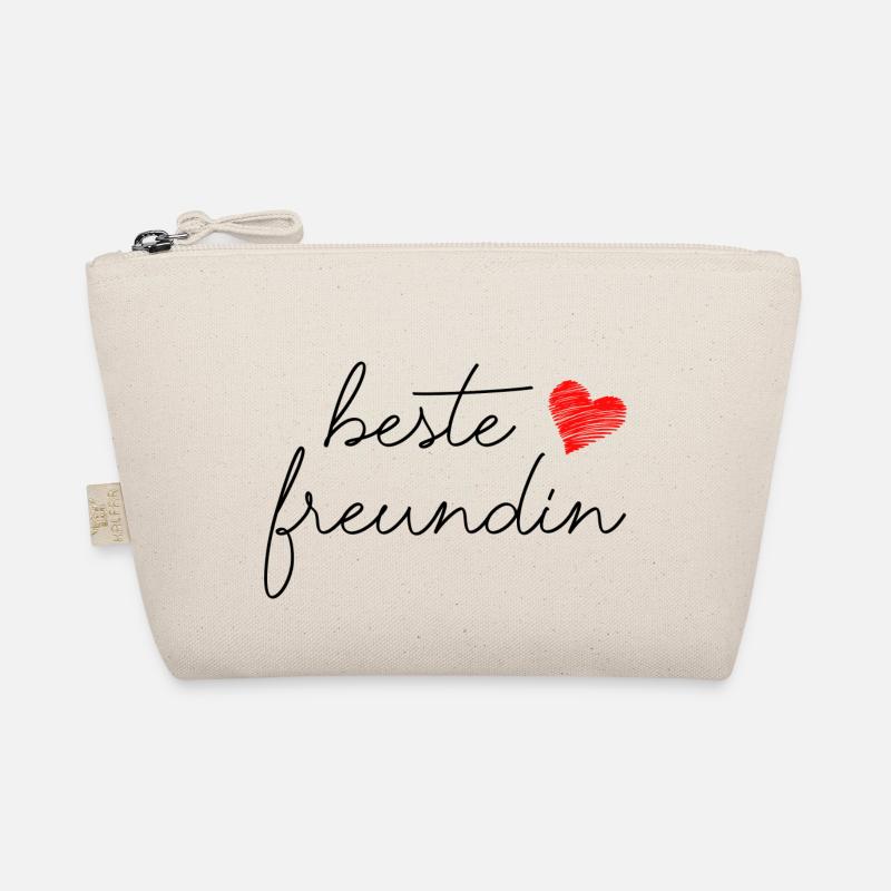 Beste Freundin Spruch Schrift Herz - Bio-Täschchen - Natur