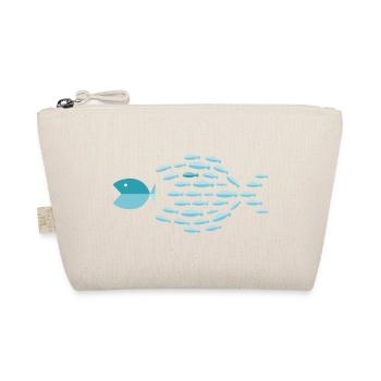 Blue School Silhouette - small fish eat big fish - Organic Pouch - nature - Front