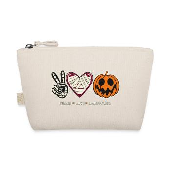Halloween Peace Love Halloween Pumpkin Skeleton - Organic Pouch - nature - Front