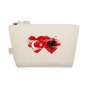 Türkei Albanien Flagge Herz used - Bio-Täschchen - Natur - Vorne