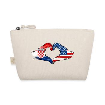 Croatia USA heart shape with hands used - Organic Pouch - nature - Front