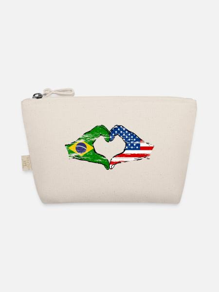 Brasilien USA Herzform mit Hände used - Bio-Täschchen - Natur