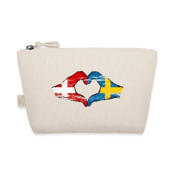 Denmark Sweden Heart Shape with Hands Used - Organic Pouch - nature - Front