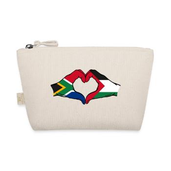 Südafrika Palästina Flagge Hände Herzform - Bio-Täschchen - Natur - Vorne