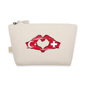 Turquie Suisse Drapeau Mains Coeur Forme Utilisé - Trousse biologique - nature - Devant
