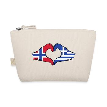 Norway Greece Flag Hands Heart Shape - Organic Pouch - nature - Front