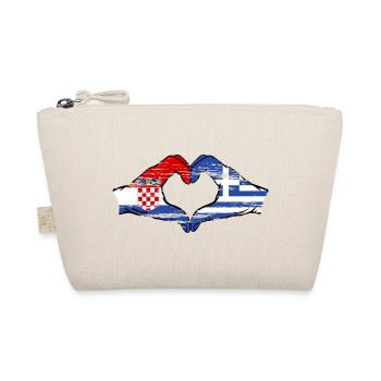 Kroatien Griechenland Flagge Hände Herzform used - Bio-Täschchen - Natur - Vorne