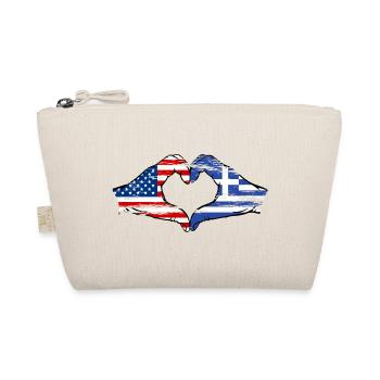 USA Griechenland Flagge Hände Herzform used - Bio-Täschchen - Natur - Vorne