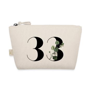 Number 33 Floral Green - 33rd Floral Birthday - Organic Pouch - nature - Front