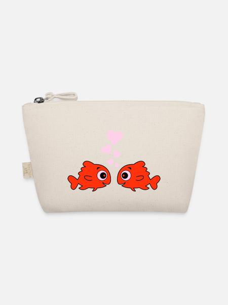 comic fische in love - Bio-Täschchen - Natur - Vorne