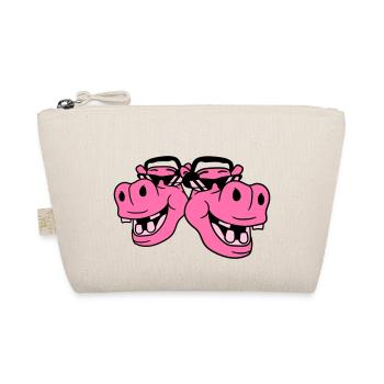 2 Pink Hippos Faces Party Club Music Team - Organic Pouch - nature - Front