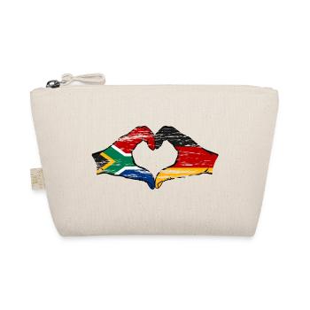 Südafrika Deutschland Flagge Hände Herzform used - Bio-Täschchen - Natur - Vorne
