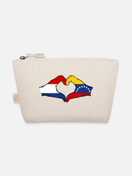Holland Venezuela Flag Hands Heart Shape - Organic Pouch - nature - Front