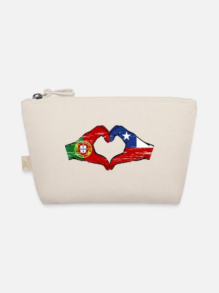 Portugal Chile Flagge Hände Herzform used - Bio-Täschchen - Natur