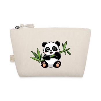 Happy Panda with Bamboo - Organic Pouch - nature - Front