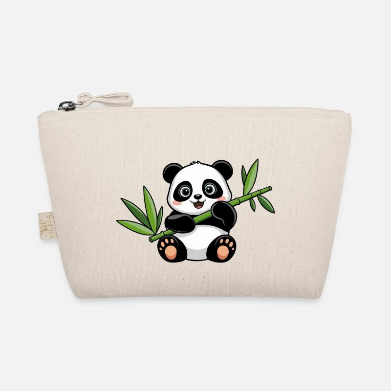 Glücklicher Panda mit Bambus Bio-Täschchen