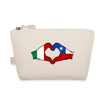 Italy Chile Flag Hands Heart Shape - Organic Pouch - nature - Front