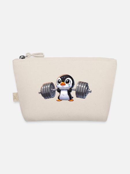 Starker Pinguin Workout Hantel Training - Bio-Täschchen - Natur