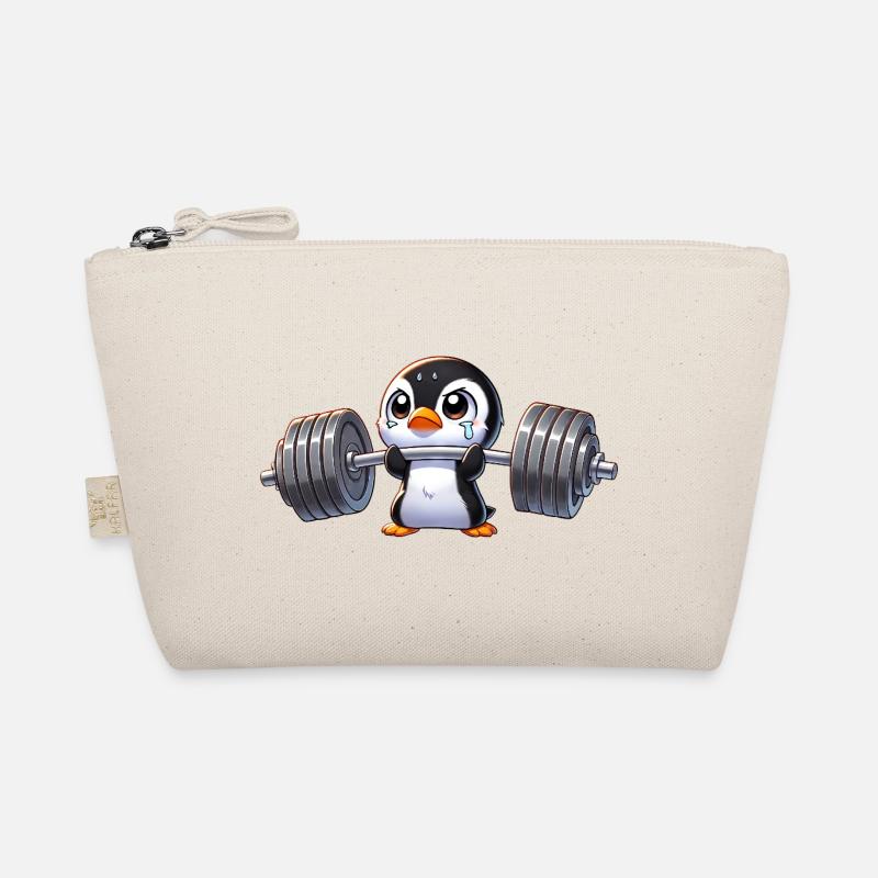 Starker Pinguin Workout Hantel Training - Bio-Täschchen - Natur