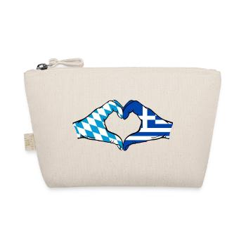 Bavaria Greece Flag Hands Heart Shape - Organic Pouch - nature - Front