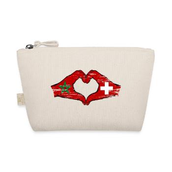 Maroc Suisse Drapeau Mains Coeur Forme Utilisé - Trousse biologique - nature - Devant
