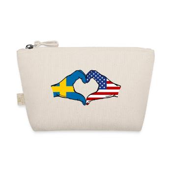 Sweden USA Flag Hands Heart Shape - Organic Pouch - nature - Front